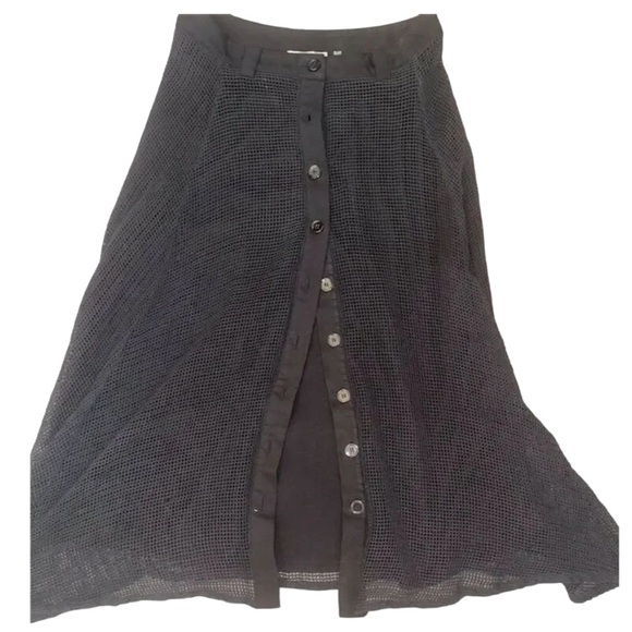 Patrizia Luca Milano Women's Black Mesh A-Line Midi Skirt Size L - Picture 3 of 14